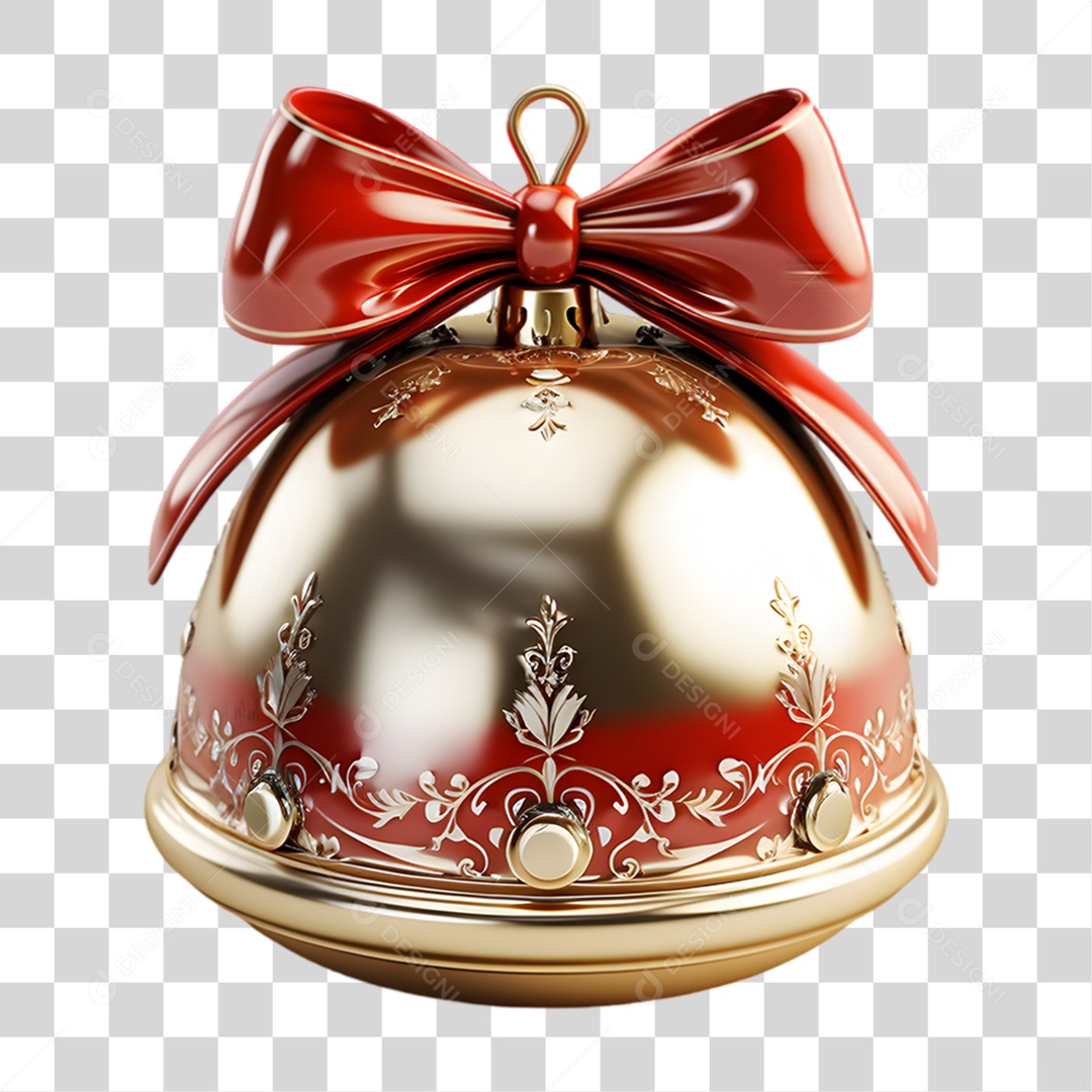 Elemento 3D Sino de Natal PNG Transparente