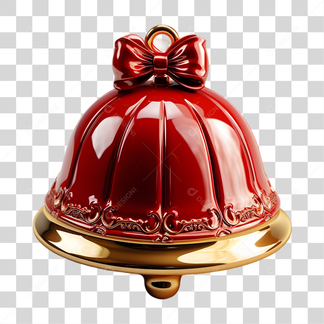 Elemento 3D Sino de Natal PNG Transparente
