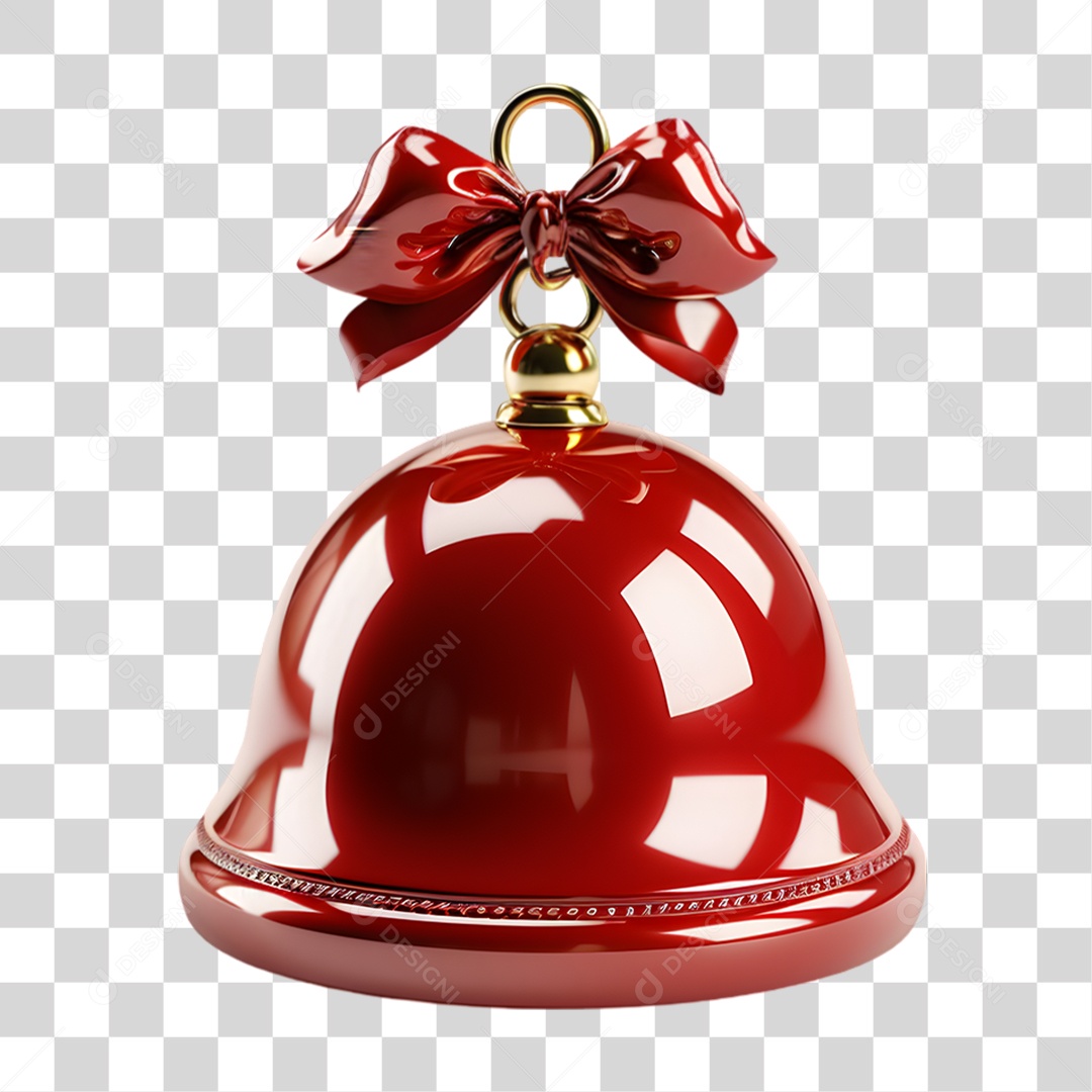 Elemento 3D Sino de Natal PNG Transparente