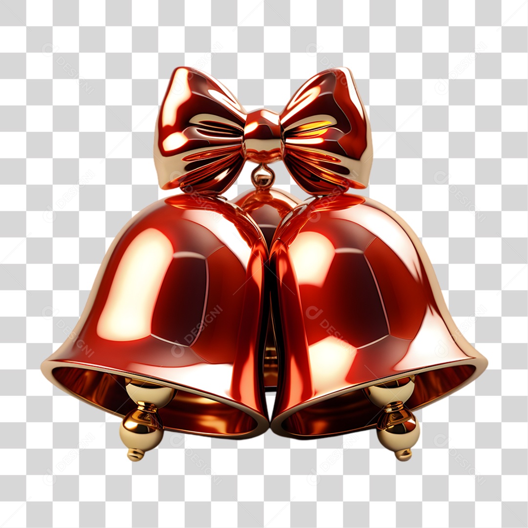 Elemento 3D Sino de Natal PNG Transparente