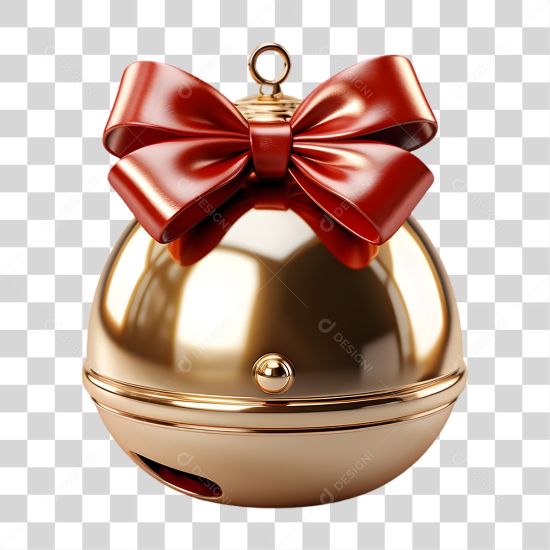 Elemento 3D Sino de Natal PNG Transparente