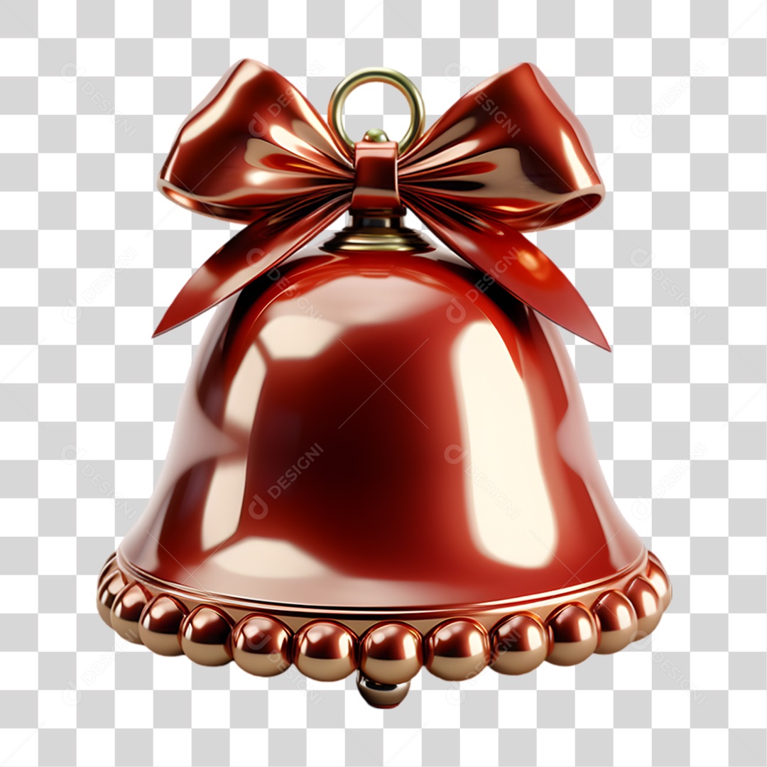 Elemento 3D Sino de Natal PNG Transparente