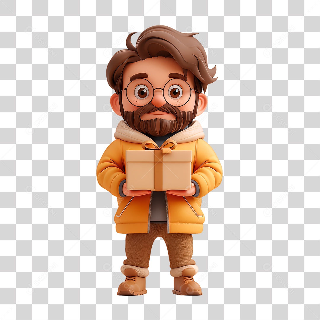 Menino Segurando Caixa de Presente PNG Transparente