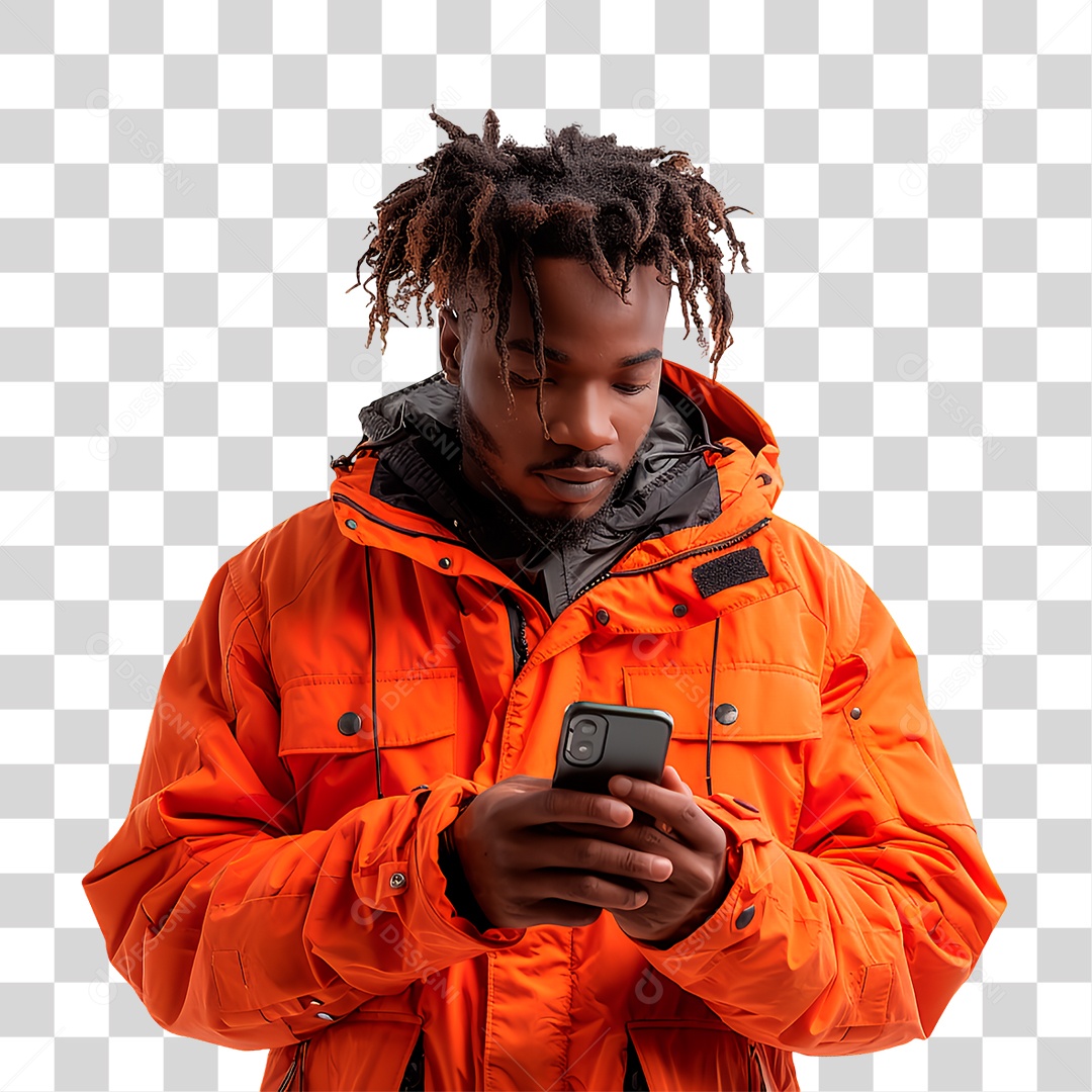 Homem Segurando Celular PNG Transparente