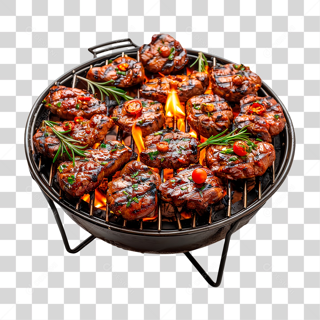Carne na Churrasqueira PNG Transparente