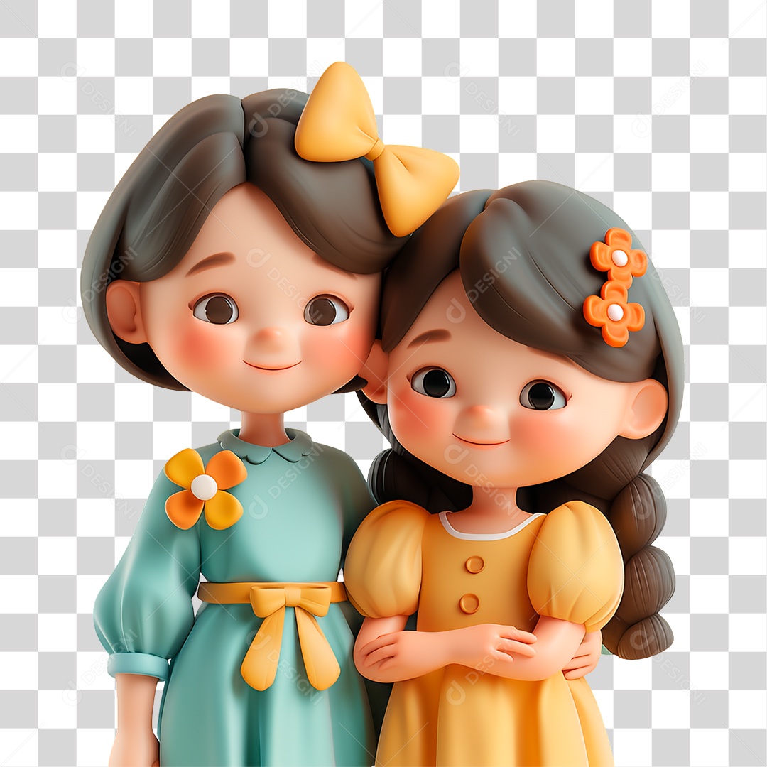 Personagem Duas Amigas PNG Transparente