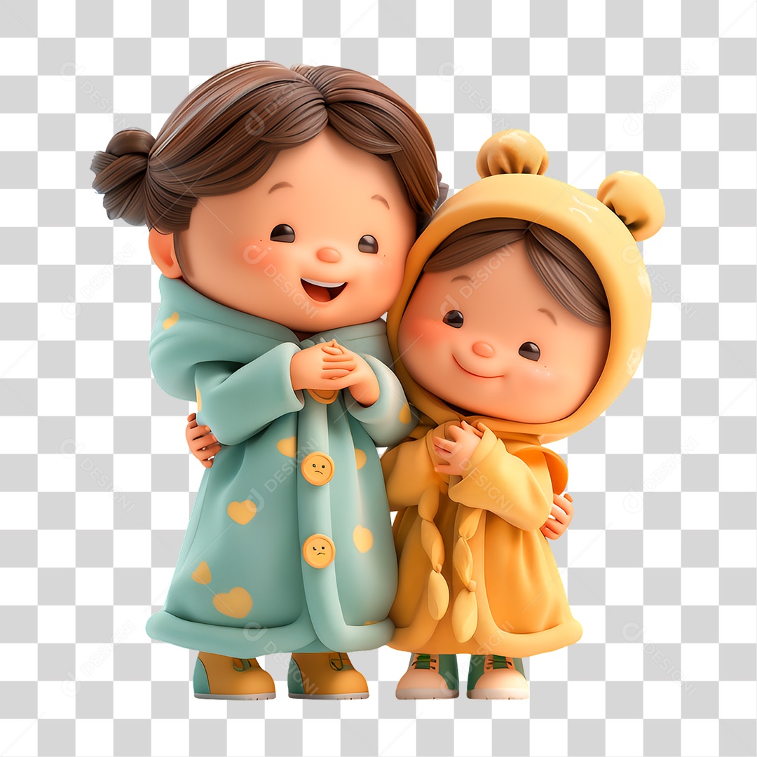 Personagem Meninas Felizes PNG Transparente