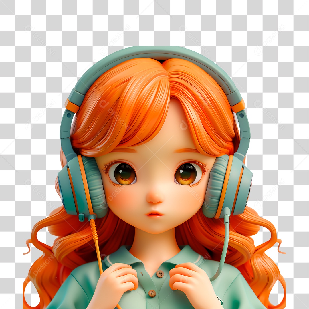 Personagem com Fone PNG Transparente