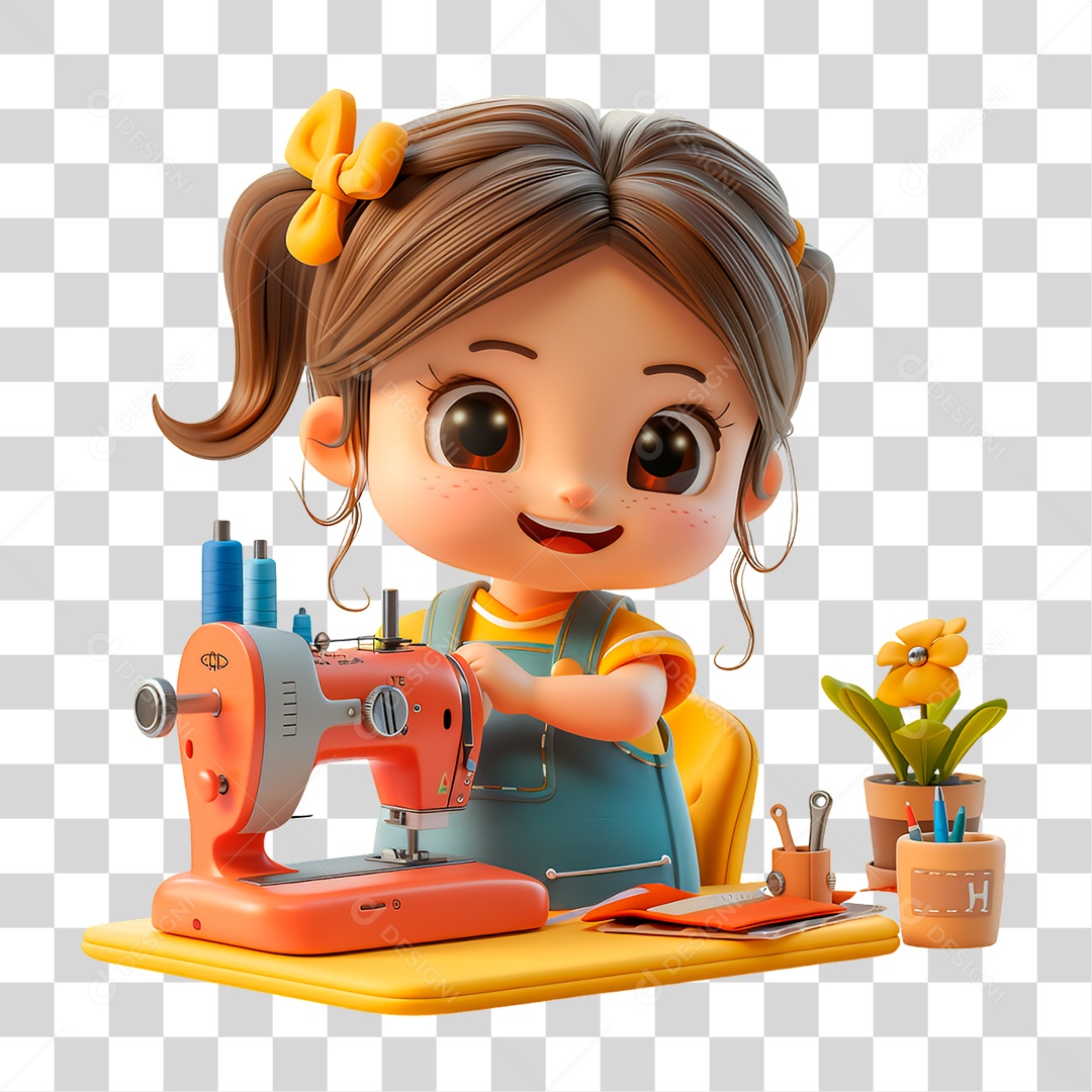 Personagem Costureira PNG Transparente