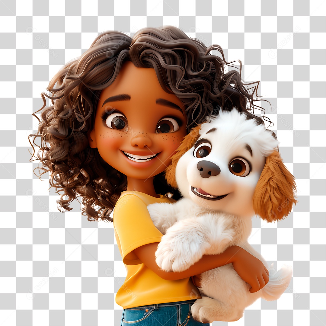 Personagem Garota com Cachorro PNG Transparente