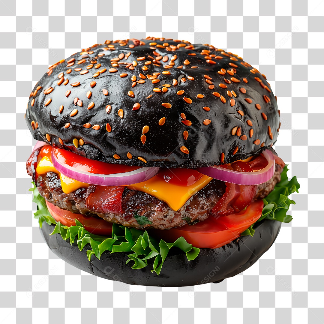Hambúrguer Preto PNG Transparente