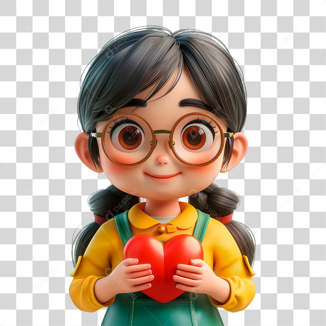 Personagem Segurando Coração PNG Transparente