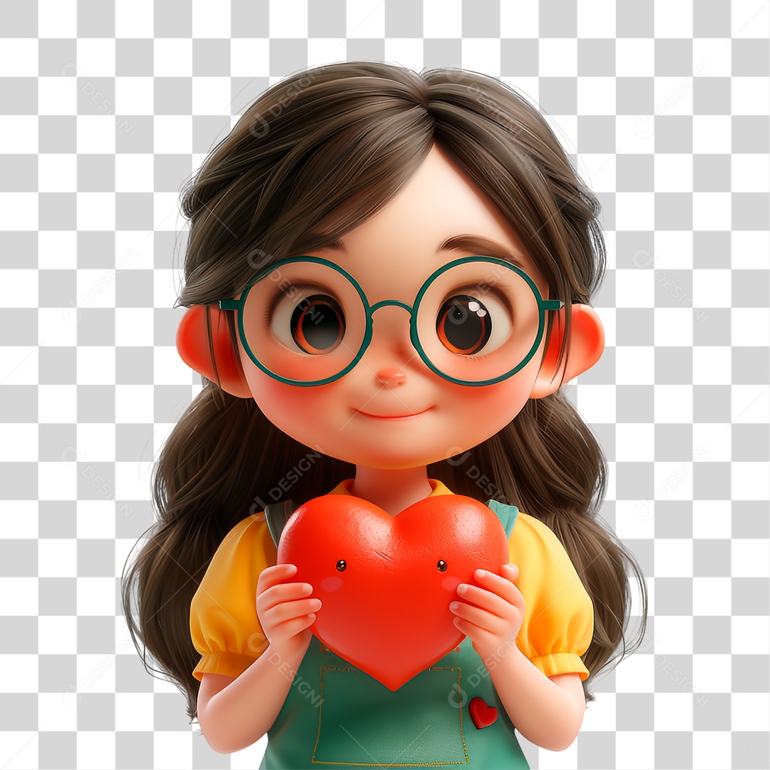 Personagem Segurando Coração PNG Transparente