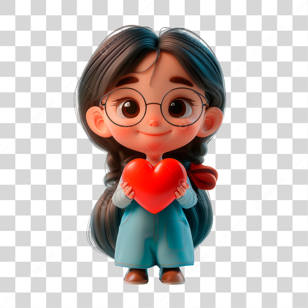 Personagem Segurando Coração PNG Transparente