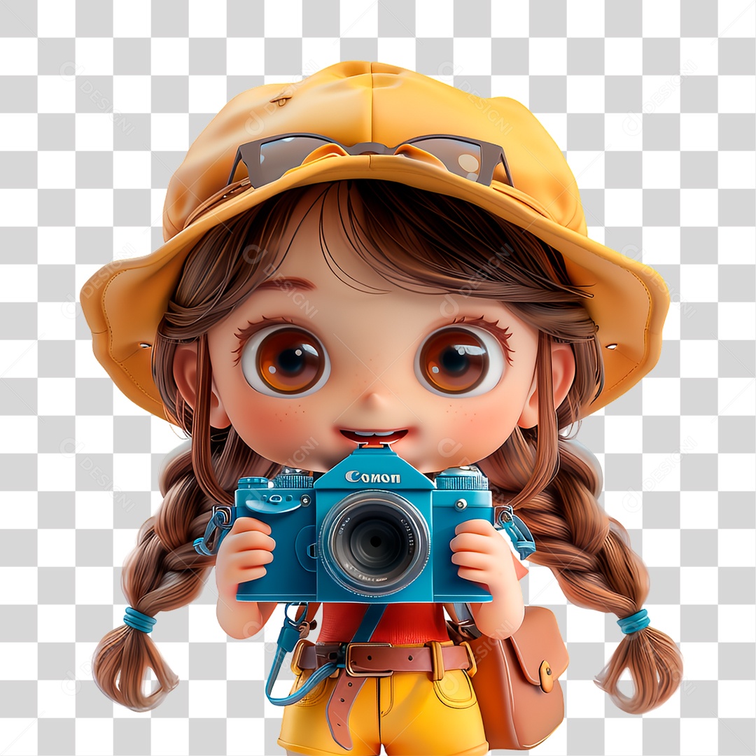 Personagem Garota com Câmera PNG Transparente