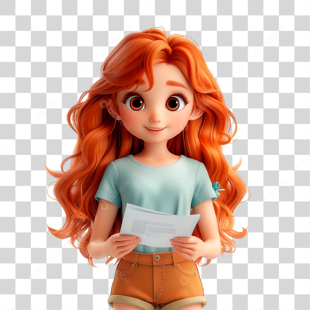 Personagem com Papel PNG Transparente