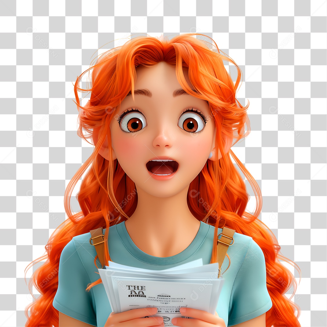 Personagem com Papel PNG Transparente