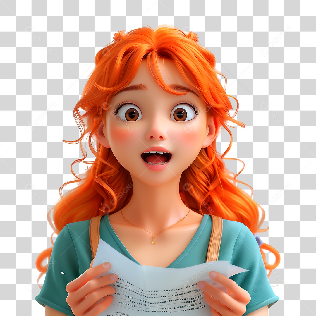 Personagem com Papel PNG Transparente