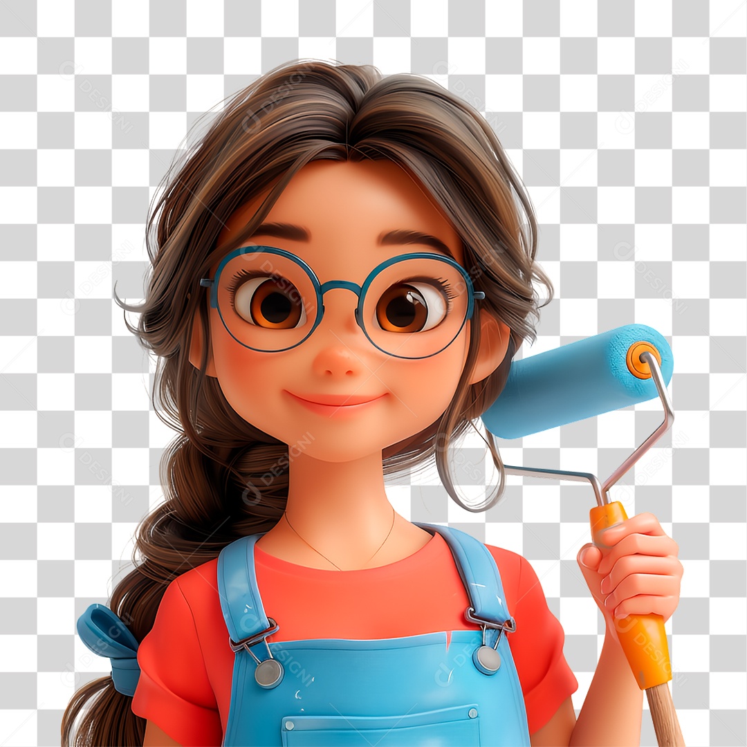 Personagem com Rolo PNG Transparente