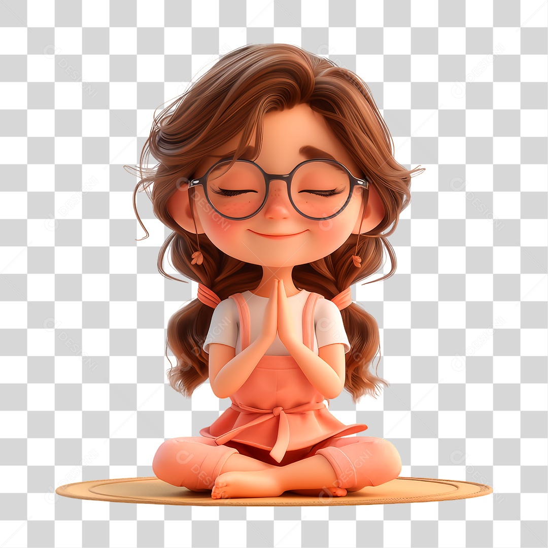 Personagem Garota Orando PNG Transparente