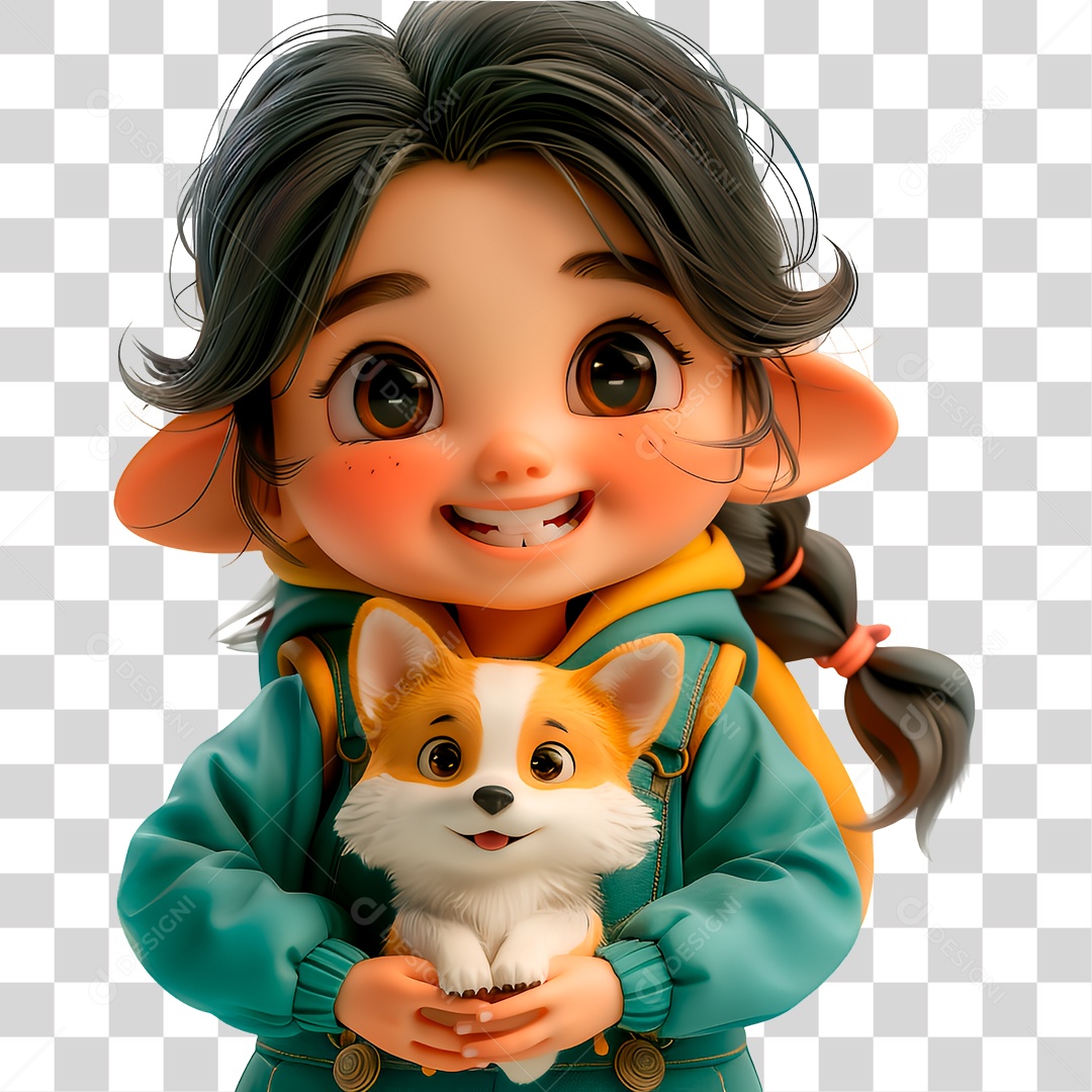 Personagem com Cachorro PNG Transparente