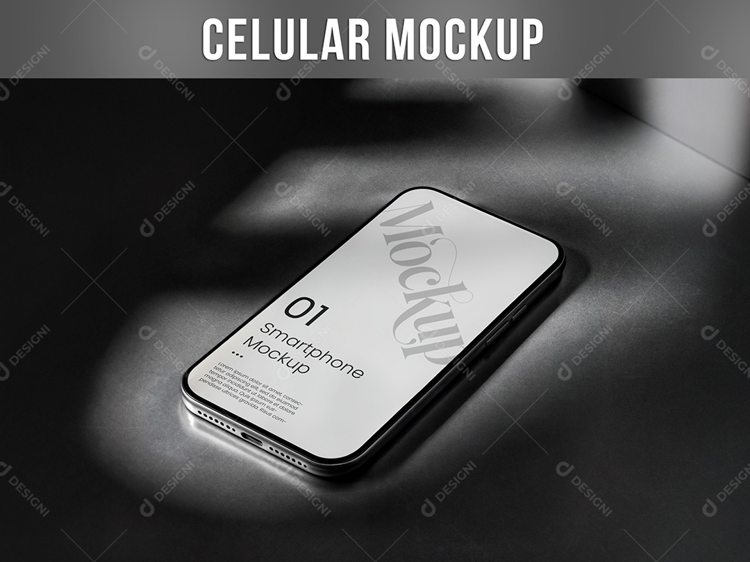 Celular com Fundo Escuro Mockup PSD Editável