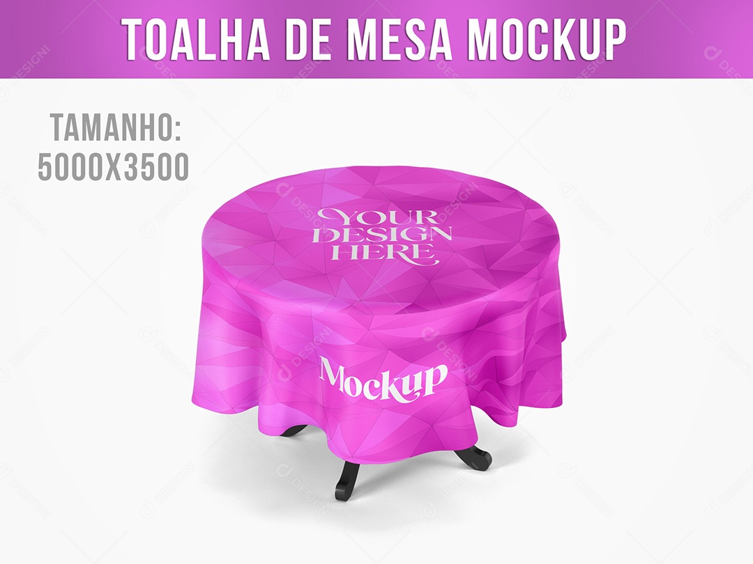 Mesa com Toalha de Mesa Redonda Mockup PSD Editável