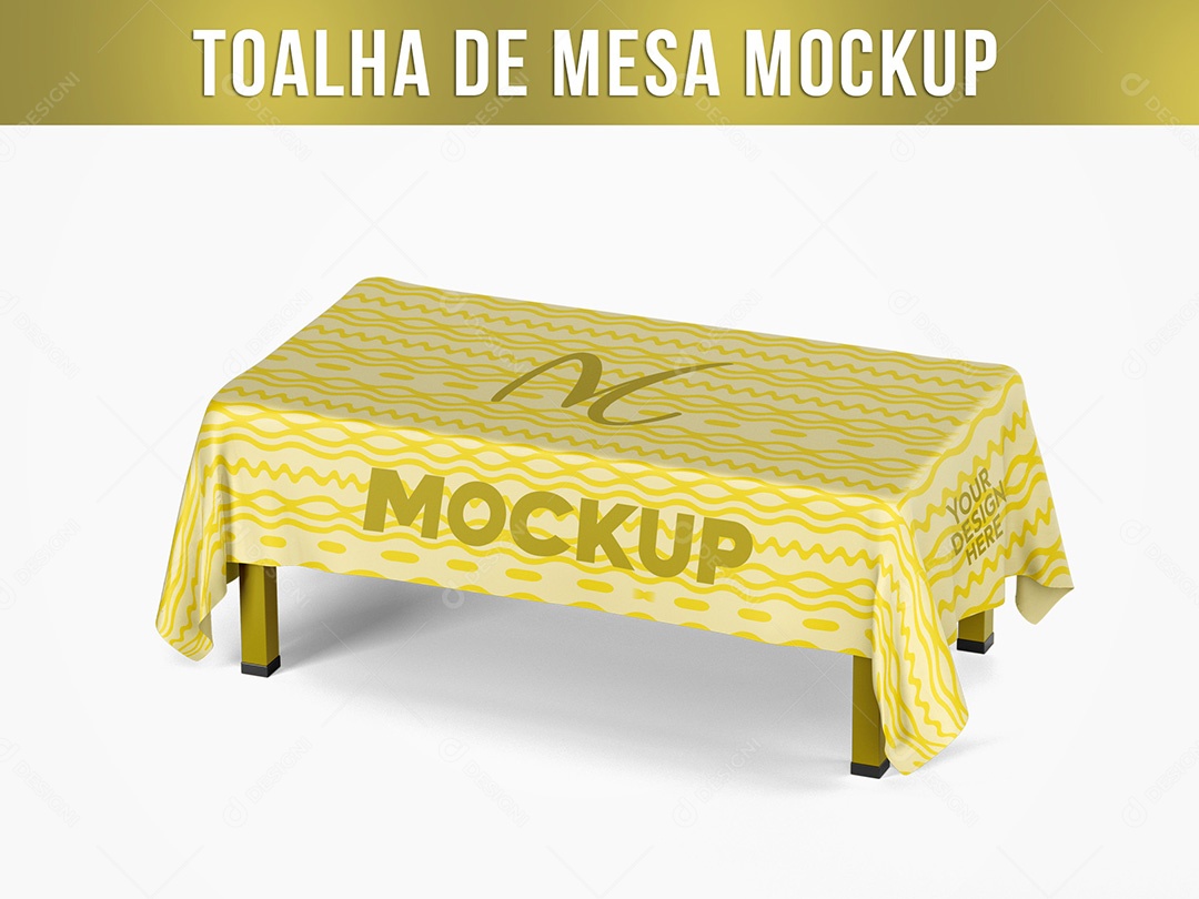 Mesa com Toalha de Mesa Mockup PSD Editável