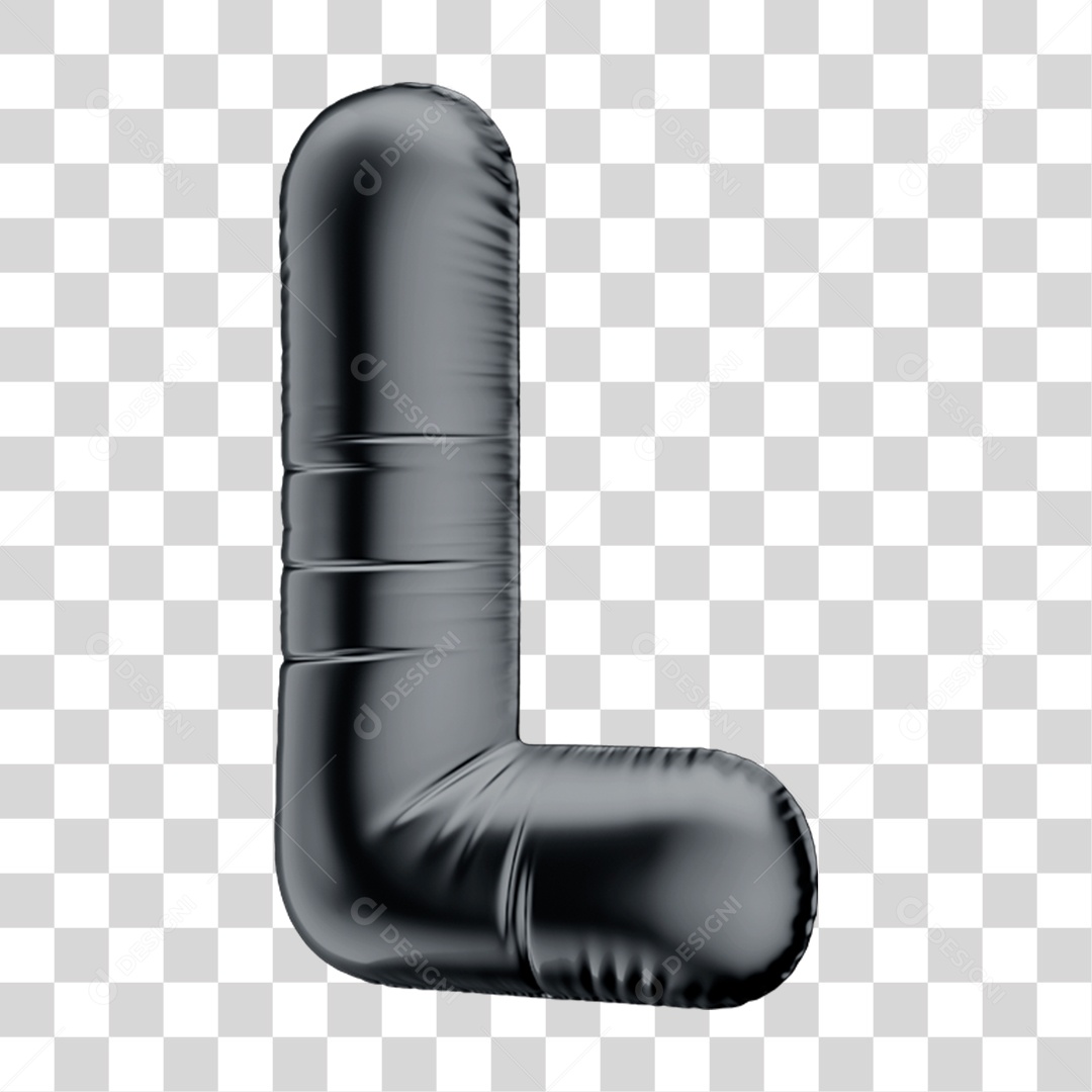 Alfabeto Letra L em 3D Formato de Balão Preto Black Friday PNG Transparente