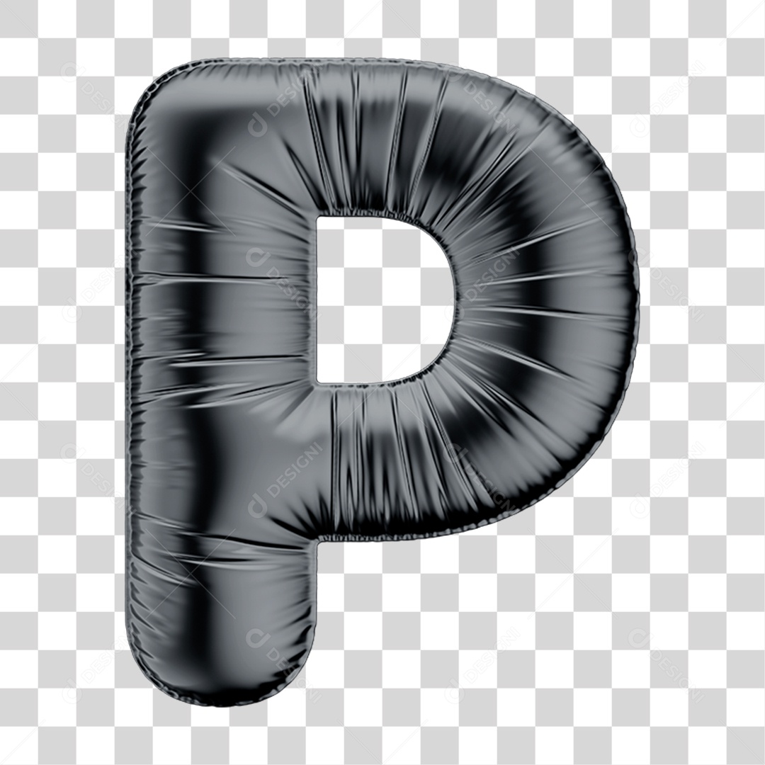 Alphabet Letra P in 3D Balloon format Black Friday PNG Transparent