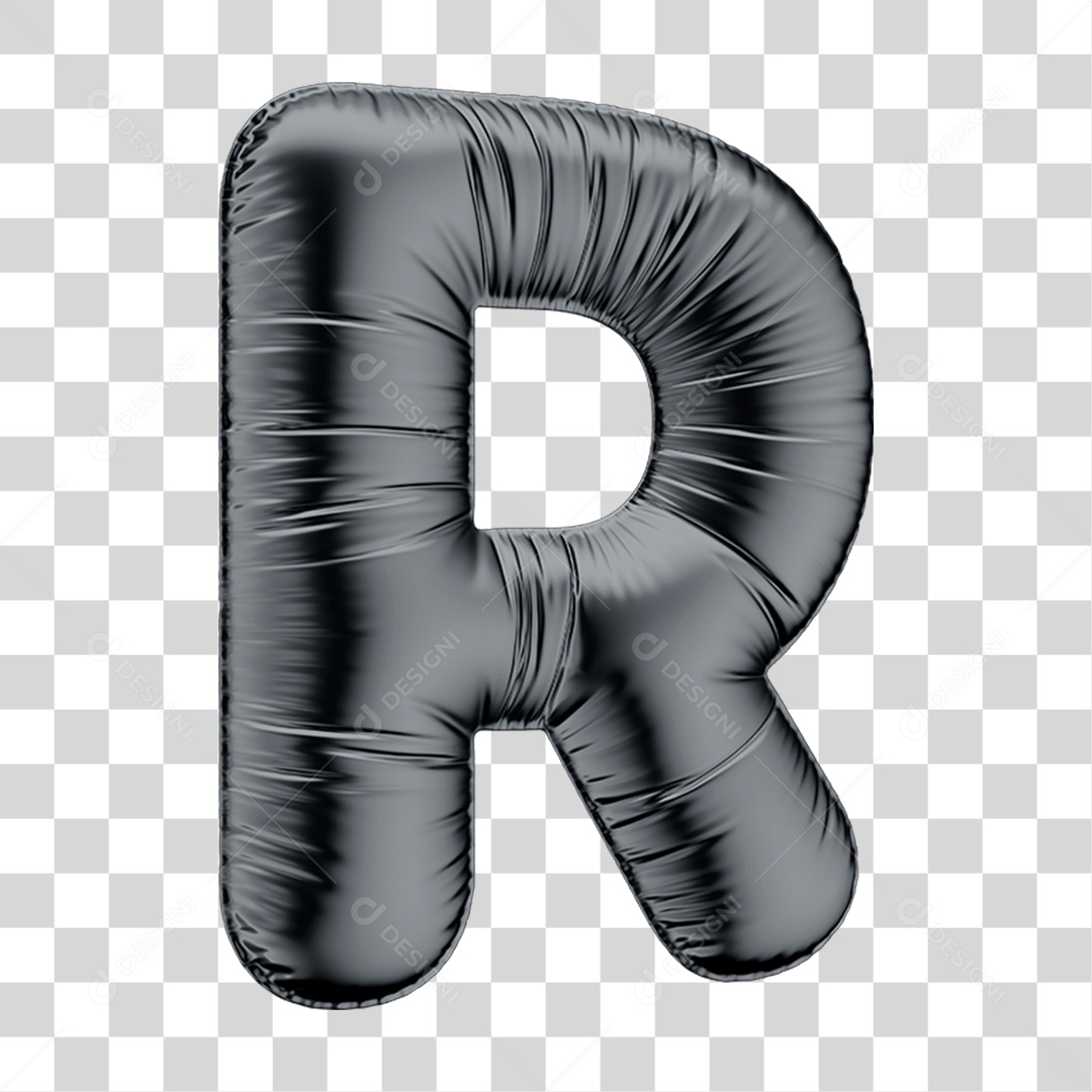Alfabeto Letra R Em Formato 3D Formato de Balão Preto Black Friday PNG Transparente