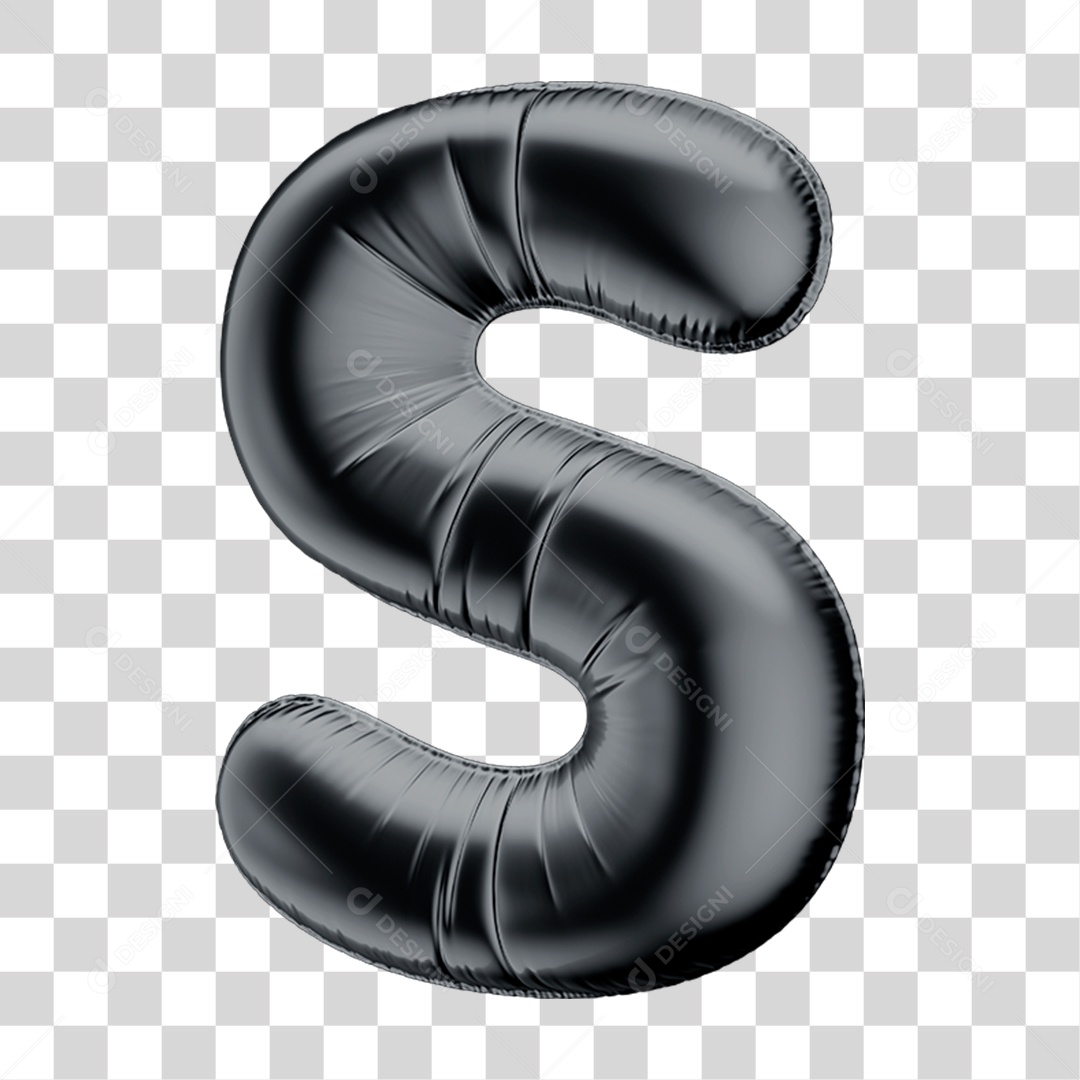 Alfabeto Letra S Em Formato 3D de Balão Preto Black Friday PNG Transparente