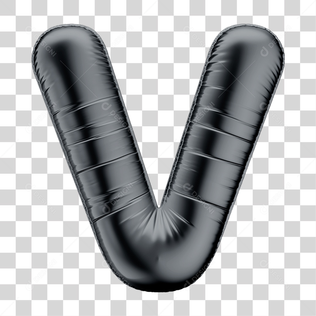 Alfabeto Letra L em Formato 3D de Balão Preto Black Friday PNG Transparente