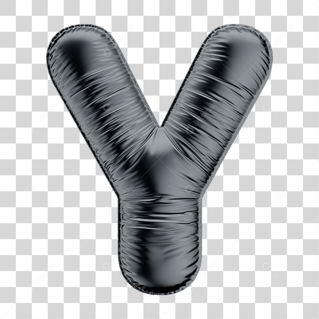 Alfabeto Letra Y em Formato 3D de Balão Preto Black Friday PNG Transparente