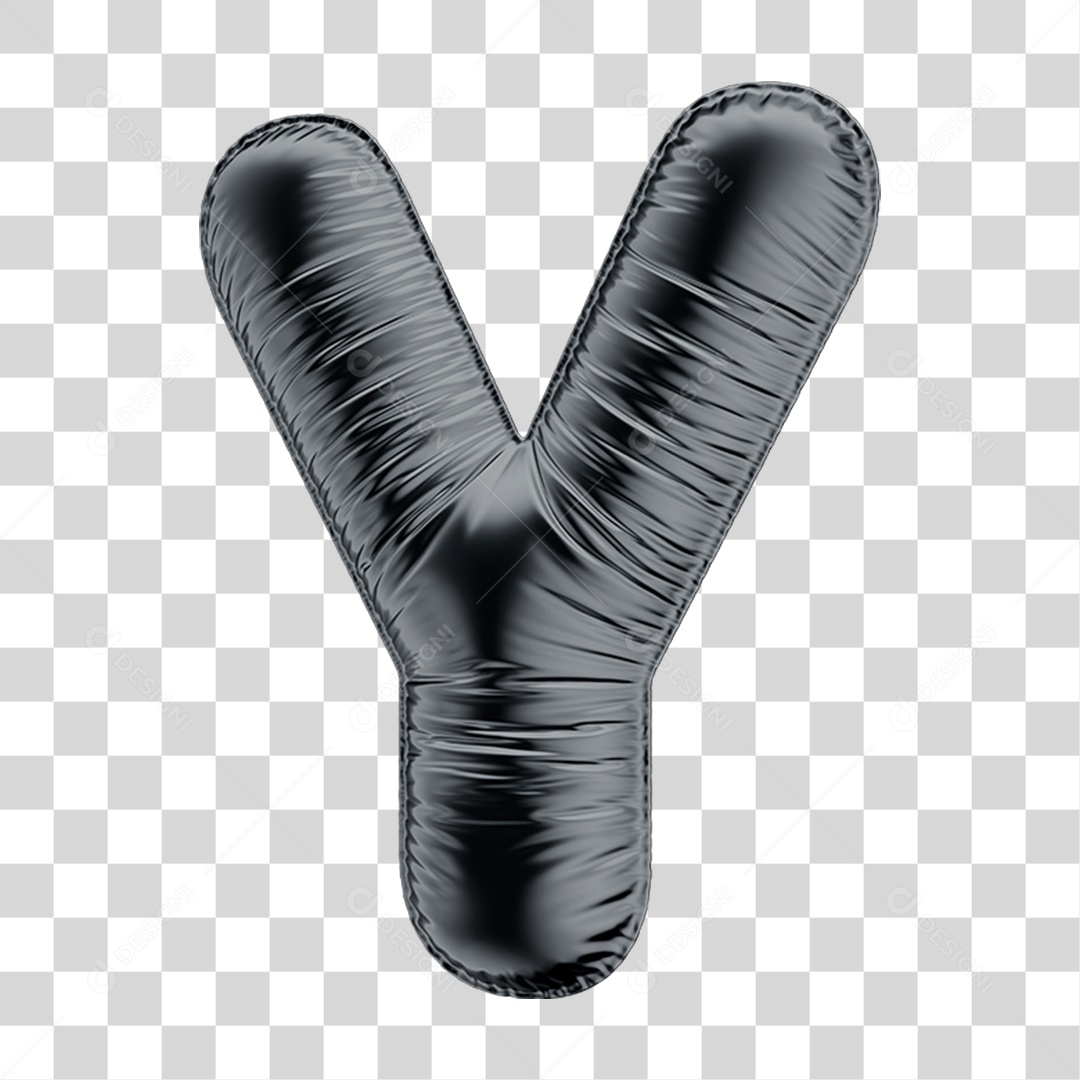 Alfabeto Letra Y em Formato 3D de Balão Preto Black Friday PNG Transparente