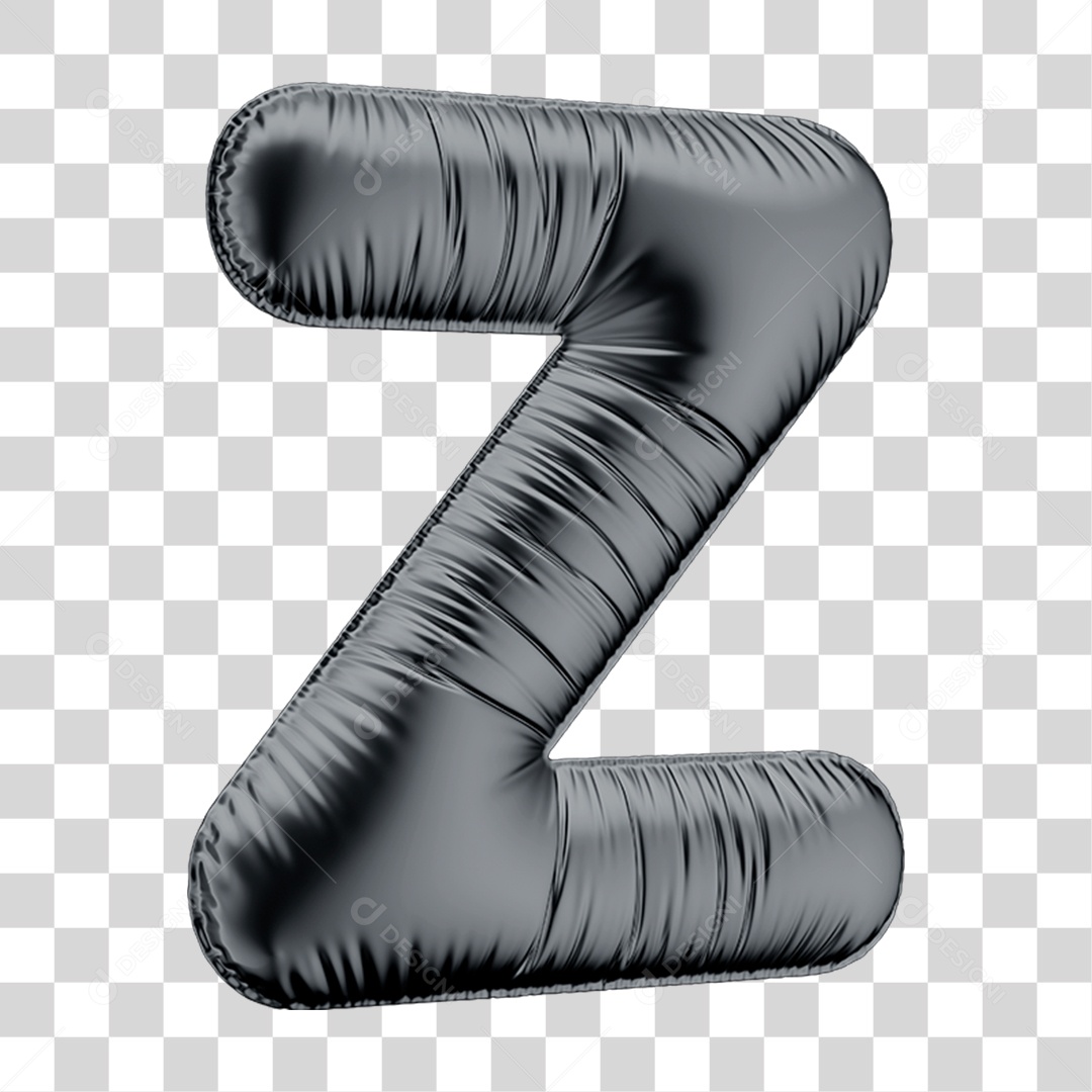 Alfabeto Letra Z em Formato 3D de Balão Preto Black Friday PNG Transparente