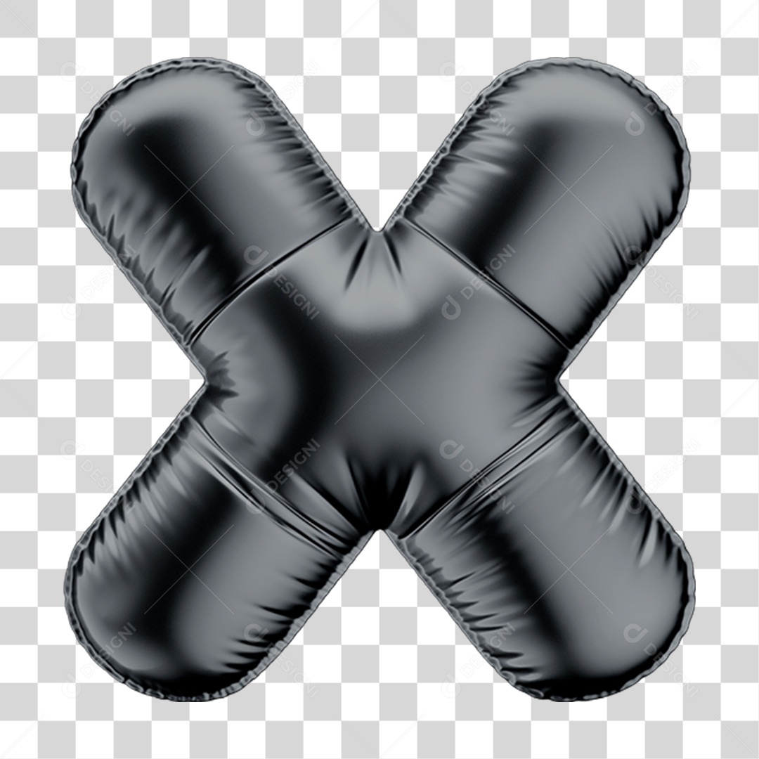 Alfabeto Letra X em Formato 3D de Balão Preto Black Friday PNG Transparente