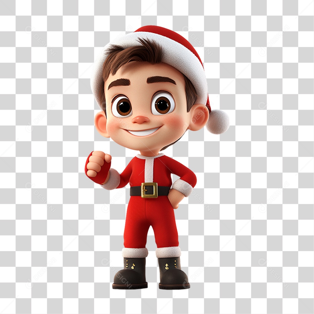 Personagem Criança com Roupa de Natal PNG Transparente