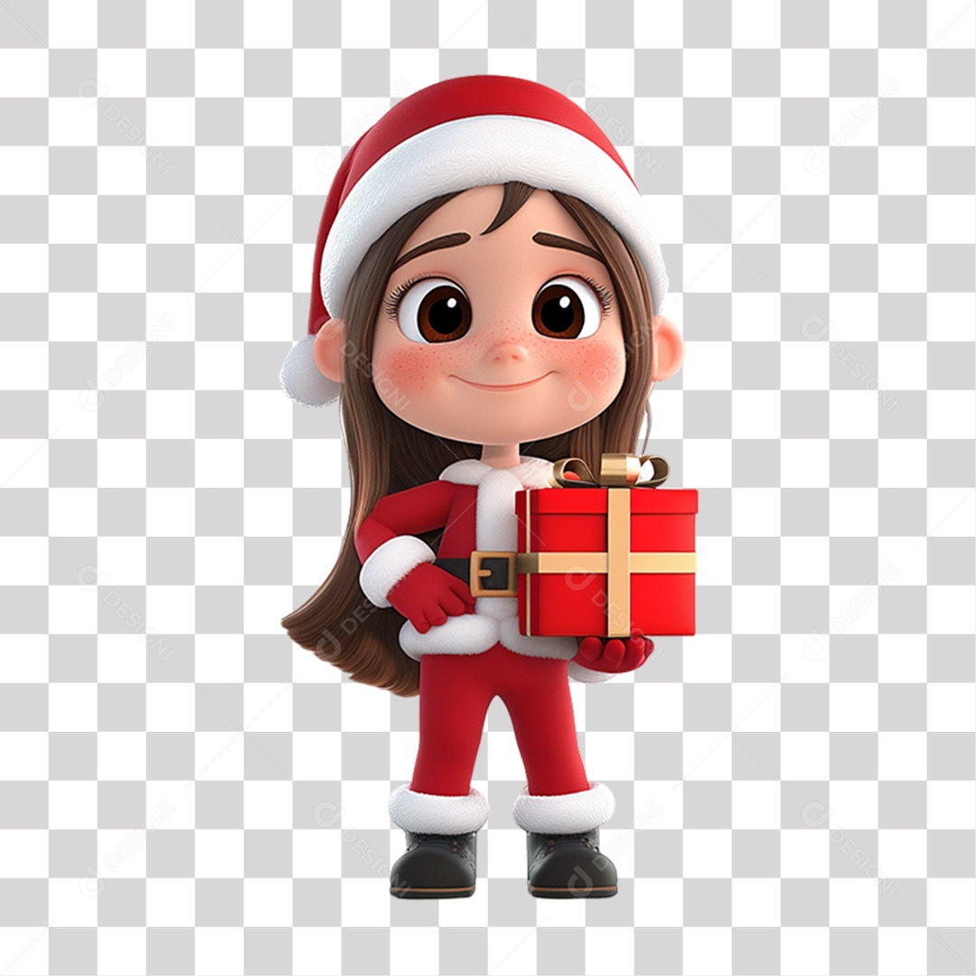 Personagem Criança com Roupa de Natal PNG Transparente