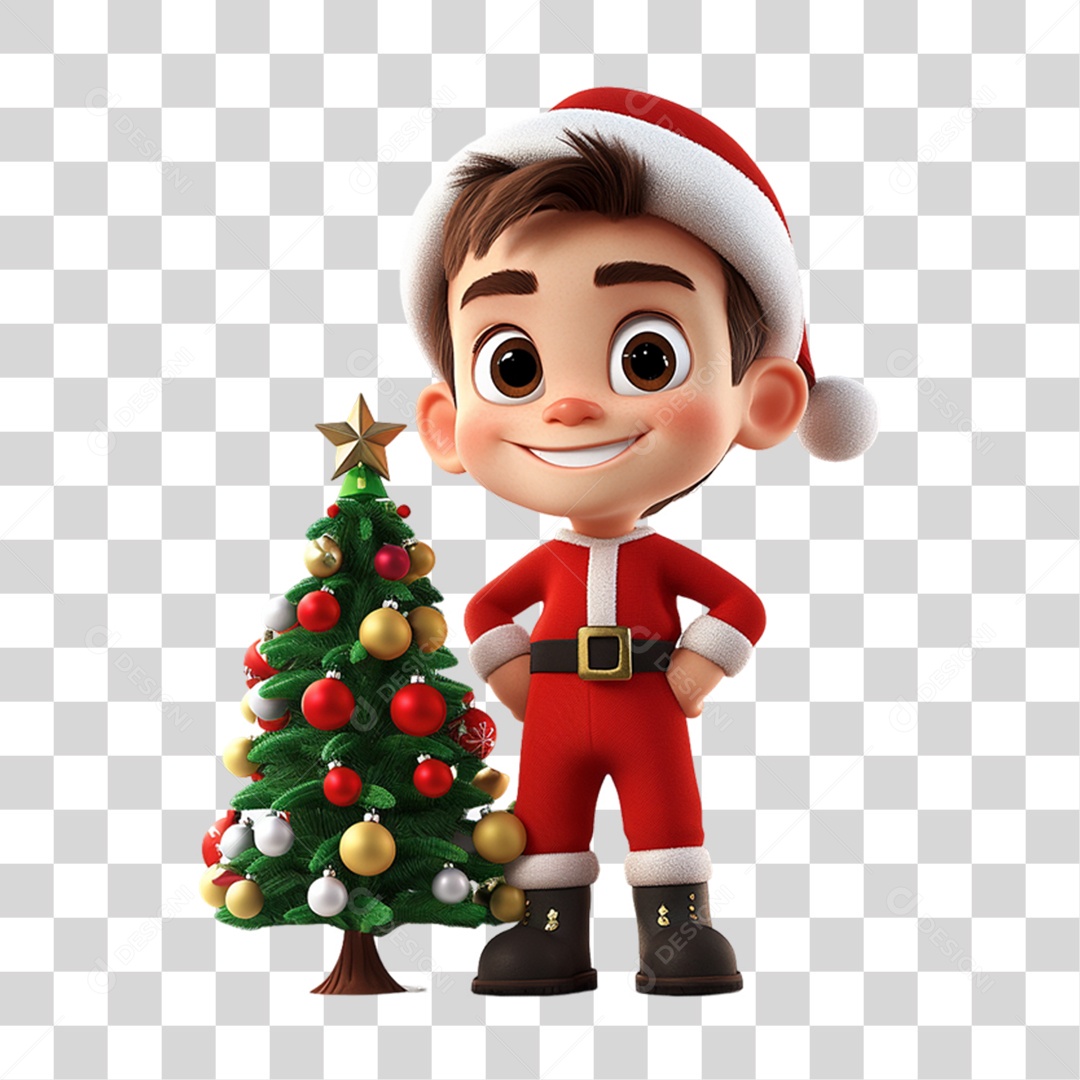 Personagem Criança com Roupa de Natal PNG Transparente