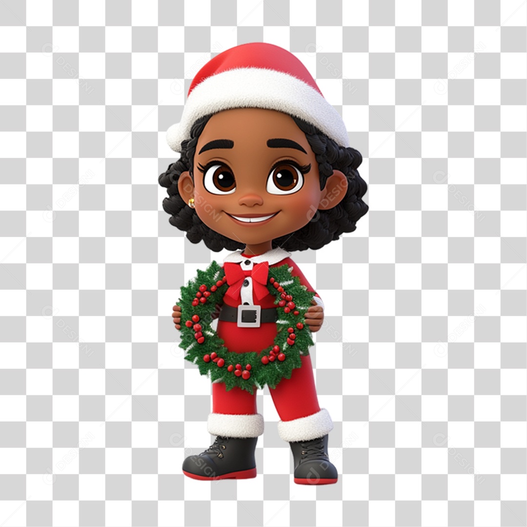 Personagem Criança com Roupa de Natal PNG Transparente