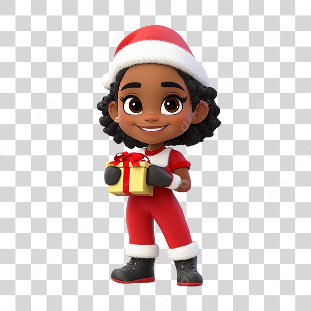Personagem Criança com Roupa de Natal PNG Transparente