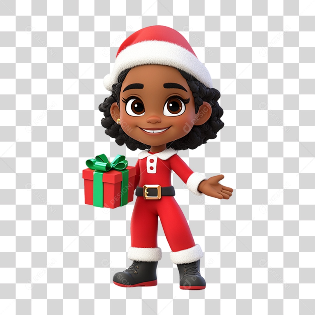 Personagem Criança com Roupa de Natal PNG Transparente