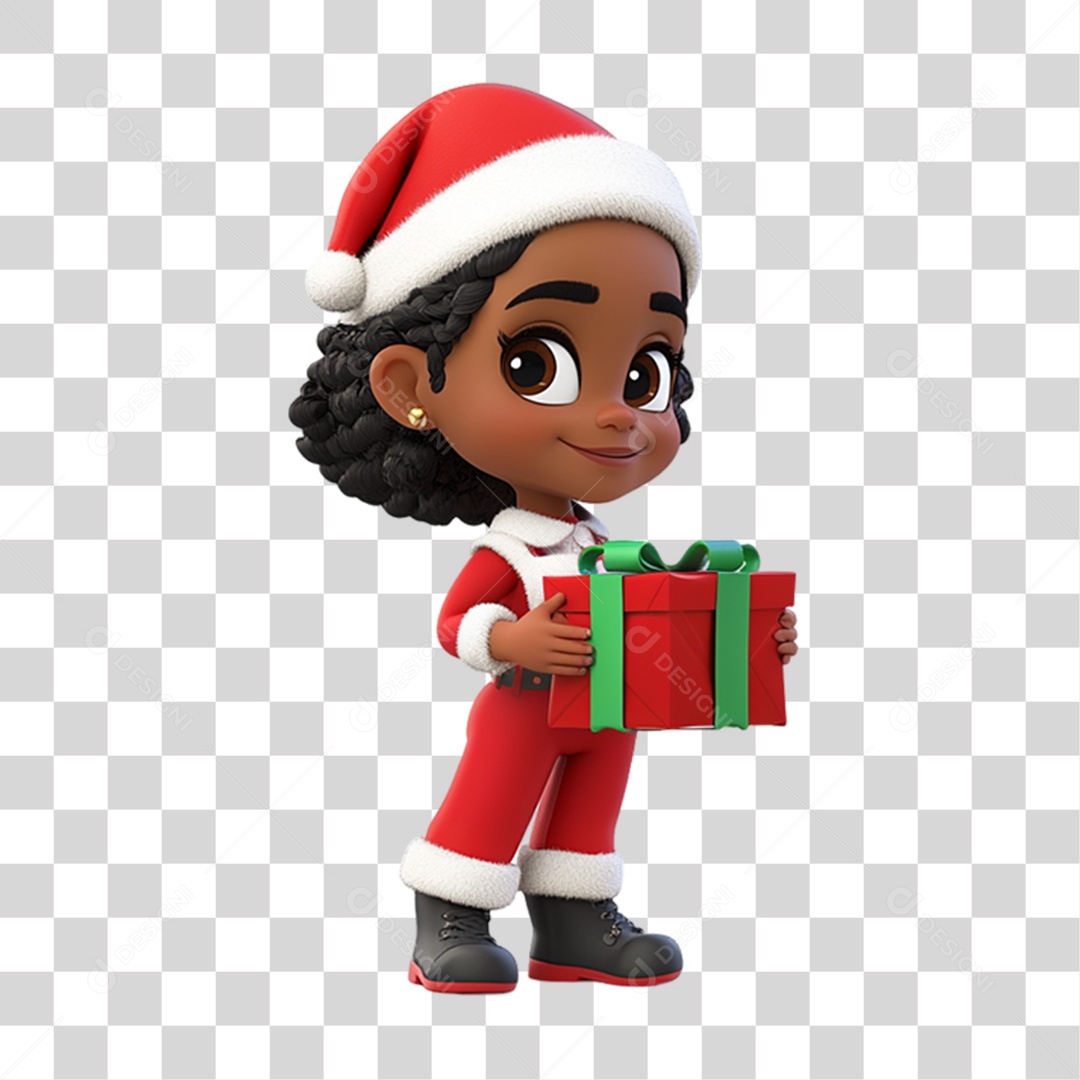 Personagem Criança com Roupa de Natal PNG Transparente
