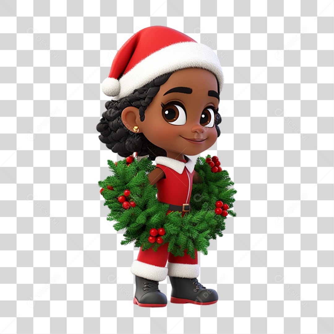 Personagem Criança com Roupa de Natal PNG Transparente
