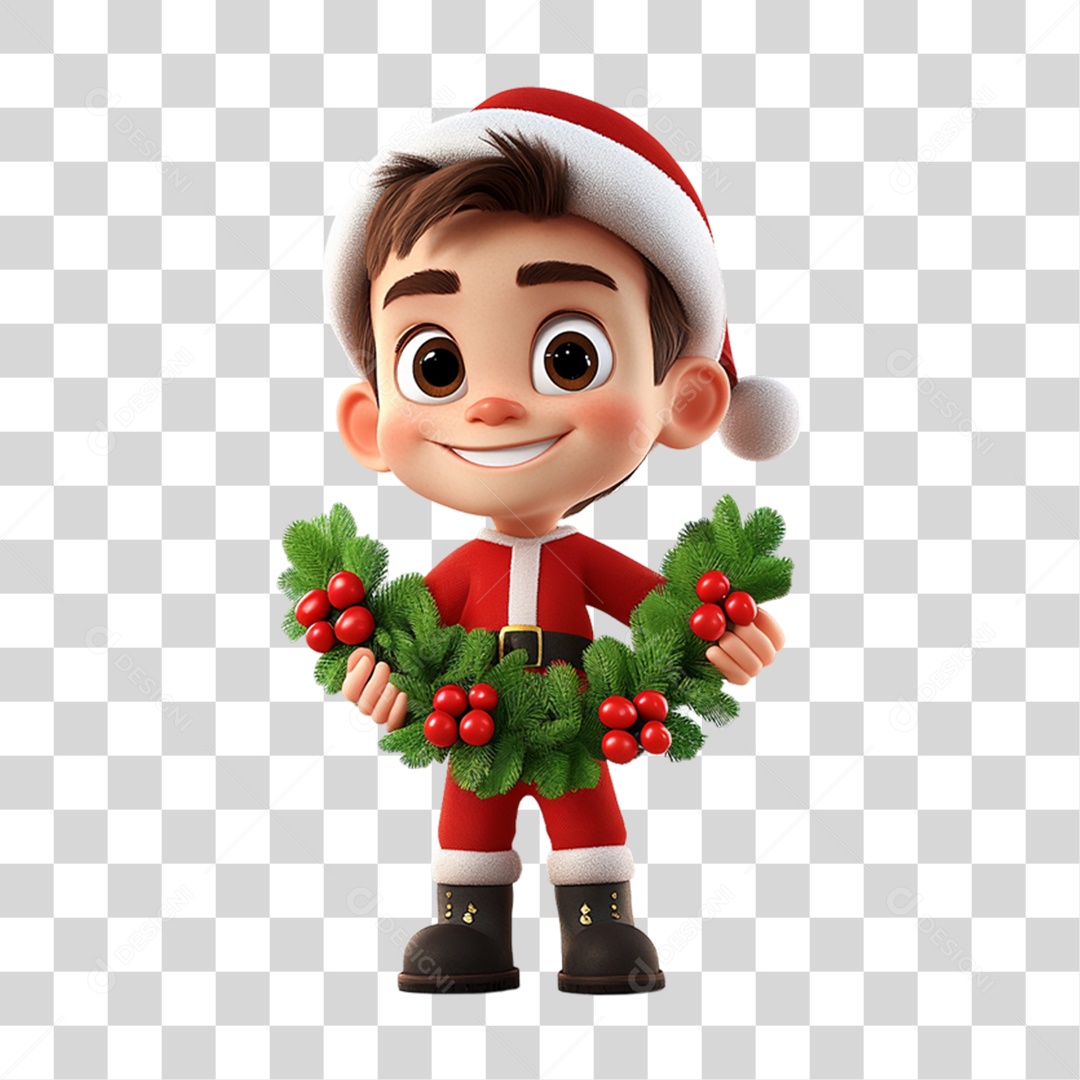 Personagem Criança com Roupa de Natal PNG Transparente