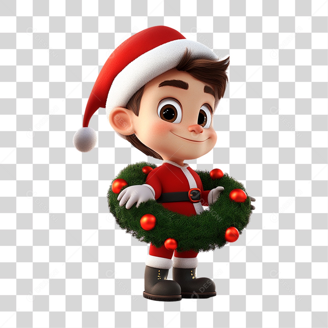 Personagem Criança com Roupa de Natal PNG Transparente
