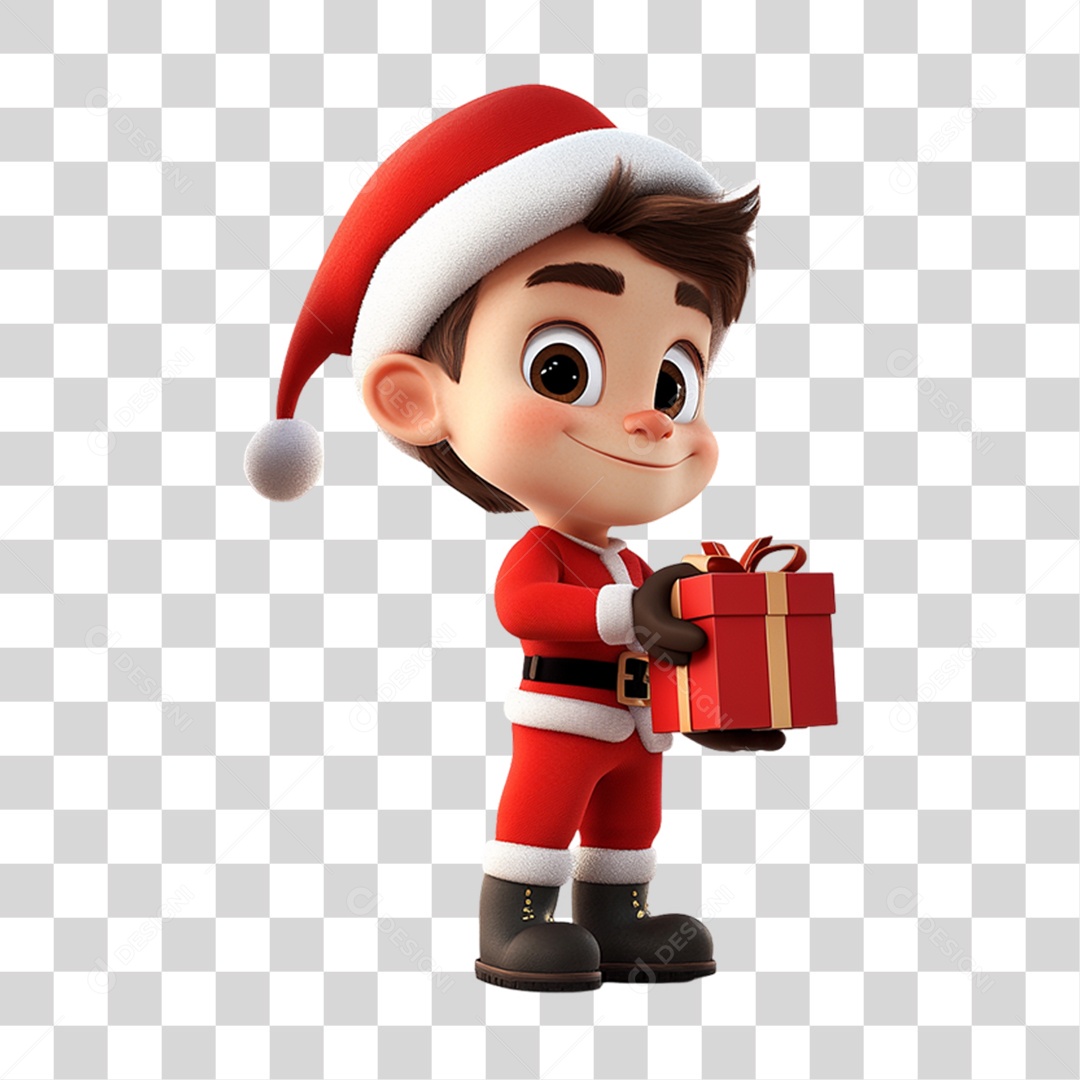 Personagem Criança com Roupa de Natal PNG Transparente