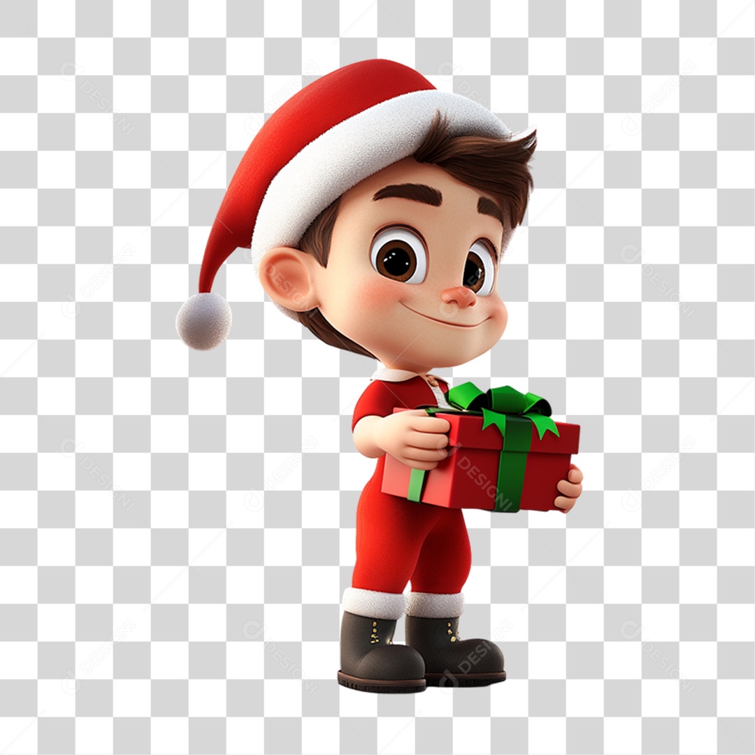 Personagem Criança com Roupa de Natal PNG Transparente