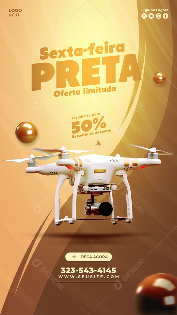 Story Sexta Feira Preta Loja de Eletrónicos Drone Social Media PSD Editável